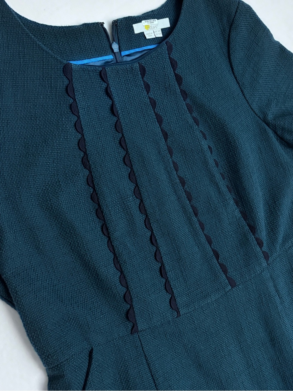 Boden Jane Shift Dress Dark Teal Short Sleeve Cotton Shift Dress Large 12 - Picture 4 of 13